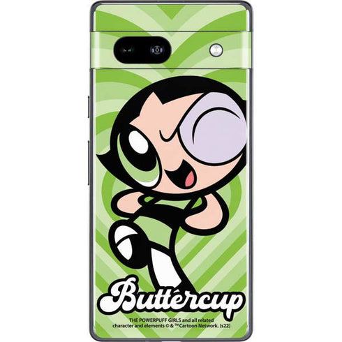 Cartoon Network Powerpuff Girls Buttercup Green Hearts Google Pixel 7a Skin